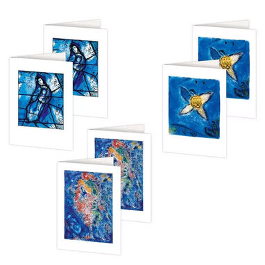 6er-Set Weihnachtskarten mit 3 verschiedenen Motiven von Marc Chagalls Malerei